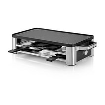 WMF 로노 라클렛 그릴 팬과 슬라이더가 있는 라클렛 8인용 1500W 무광 스테인리스 스틸, 기본