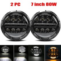 지프 랭글러 호환 lada 4x4 도시 niva jk 랜드 로버 수비수 험머 용 후광 천사 눈이 7 인치 led 헤드 라이트 h4 hi lo 106, 50w, 2개 J