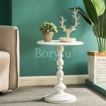 북유럽 철제 원형 사이드테이블 빈티지 클래식 테이블, 화이트