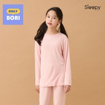 슬리피헤드 주니어 주니어 따뜻한 기모 내의 솔리드 핑크