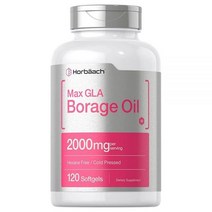 Horbaach 보리지 오일 캡슐 2000mg 소프트젤 120개 GLA 320mg 냉압착 씨앗