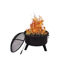 Grand Patio 외부용 화덕 원형 딥 모닥불 우드 버닝 화덕 스파크 스크린 커버 안전 메시 뚜껑 및 포커 포함, 구리