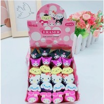 산리오 지우개 시나모롤 만화 연필 학용품 산리오 키티 마이멜로디 귀여운 캐릭터 문구용품 애니메이션 피규어 산리오얼굴지우개 6종, 6종세트