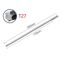 마그네틱 Torx 강 스크루드라이버 비트 T10 T15 T20 T25 T27 T30 플랫 헤드 1/4 인치 육각 수공구 200mm 1 개 6, [05] T27