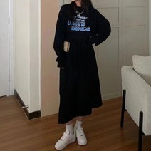 라라벨 여성 기모원피스 롱맨투맨 기모 원피스