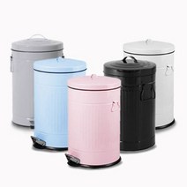 파스텔 모던 컬러 휴지통 (양철) 3L/5L/12L/20L (블루/핑크/블랙/화이트/그레이), 블랙, 20L