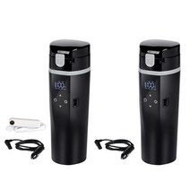 520Ml 자동차 난방 컵 304 스테인레스 스틸 전기 워터 주전자 커피 차 우유 가열, 01 black