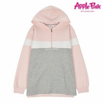 애플핑크 칼라 반집업 롱후드티 APK8O768GSP