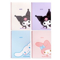 산리오 원링 노트 4권 디자인 골고루 세트 스프링 노트 유선 줄공책, 4권세트(디자인골고루)