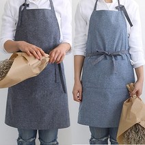 바리스타 카페 차콜블루 양면 목걸이형 앞치마 (2컬러), B타입 청해지톤