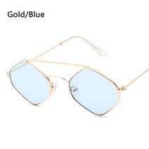 빈티지 미니 소형 소형 프레임 선글라스 유행 금속 다각형 여성 음영 UV400 보호 거리 안경, 05 Gold-Blue