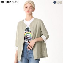 보니알렉스(BONNIE ALEX) 소매 포인트 라운드넥 린넨 자켓 (택가격:149000원)