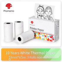휴대용 포토프린터 무선 셀피 핸드폰 사진인화기 Phomemo-감열식 미니 휴대용 포토 프린터 스티커 셀프 접, 03 White Non-Adhesive