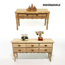콘솔장 (거실장) 2종 (오크 UV 화이트오크 브러쉬) 엔틱전화기 어항 향수 미니어처, 1. 콘솔장 Type1 - 오크 UV 마감