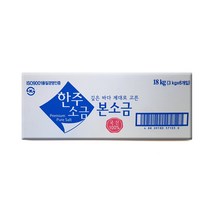 [소금] 한주 본소금 3kg 국산 100% 정제소금 저요오드 1박스 6개입, 18kg