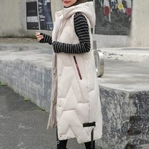 겨울 롱패딩 여성 점퍼 밸티드 패딩잠바 후드가있는 용 긴 코트 조끼 포켓이있는 민소매 워밍업 코트 퀼트 조끼 다운 재킷 퀼트 아웃 도어 자켓