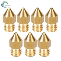 5pcs mk8 노즐 구리 0.2mm 0.4mm 0.5mm 0.6mm 0.8mm 1.0mm 3d 프린터 부품 압출기 m6 스레드 황동 노즐 1.75mm 3mm 필라멘트, 0.6mm 1.75mm