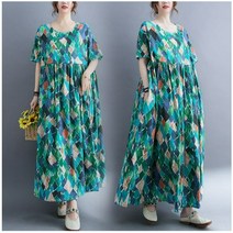 스퀘어 임신 만삭 주름 맥시멈 플러스 사이즈 반 소매 임산부 원피스