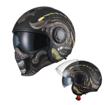 CYRIL 흑무사 바이크 헬멧 할리데이비슨용 오토바이 반모 풀페이스 3C인증 AX6, XL, 화이트