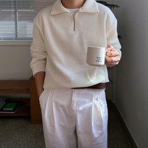 델리 반집업 크림 아이보리 오버핏 빅사이즈 니트 남친룩 구김없는 긴팔 사계절 하객룩 화이트