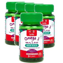 영국 홀랜드앤바렛 Holland & Barrett 어린이 오메가3 with 비타민A C D & E 블랙커런트맛 60캡슐, 5팩