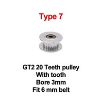 3D프린터부품 GT2 아이들러 타이밍 풀리 16-톱니 20-3D 프린터 부품 용 베어링이있는 3mm 또는 5mm 보어가, Black Color, Type 7