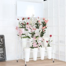 꽃 진열대 거치대 꽃다발 선반 꽃집 생화 랙 스탠드, 3단 12다발 진열대 + 플레이트 (화이트)