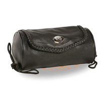 Milwaukee Leather SH495 블랙 부드러운 가죽 브레이디드 미디엄 사이즈 오토바이 공구 파우치 - 원