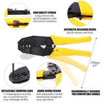 슬리브압착기 유압 터미널 터널압착기 압착 플라이어 세트 절연 크림퍼 교체 가능한 다이 4 개 및 스크루 드라이버 와이어 수리 도구