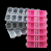 SM 네일 12칸 칸칸 파츠케이스 분리형 스톤 글리터 담기 정리함, 1개, 1.핑크