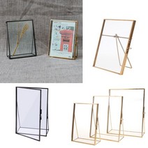 액자 황금 사진 재물 금전 앤틱 북유럽 간단한 골동 골드 사각형 유리 프레임 접 식, 4x6인치