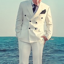 베이직 더블 수트 남성 웨딩 화이트 정장 세트