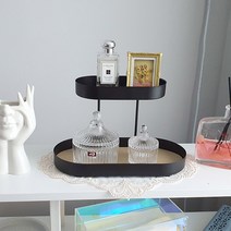 향수 보관함 2단 선반 화장품 정리대 라운드 트레이_블랙 3종류, 라운드트레이_블랙(2단) EP-1314