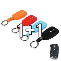 리미트 1+1 쉐보레 2버튼 더뉴 트랙스 더넥스트스파크 스마트 키 실리콘 케이스, 블랙+스카이블루