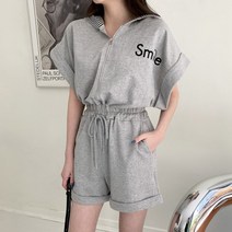 청평화 이렛크 자수 반바지 밴딩 점프수트