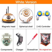 BB 8 로봇 BB-8 2.4G 원격 제어 피규어 업그레이드 액션 소리 지능형 장난감 자동차 볼, 01 No original box