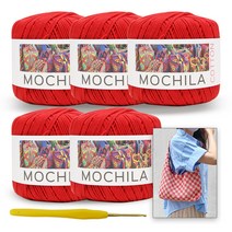 [니뜨]모칠라실(45g)x5볼+모사용코바늘4/0호+다미체크숄더백도안, 8_레드
