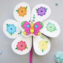 만들기쉬운 유아 봄꽃 바람개비 5인 간단조립 미술활동 학습재료 돌봄 어린이집 창체 DIY