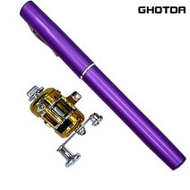 미니 포켓 펜 모양 알루미늄 합금 낚시대 휴대용 Baitcasting 막대 극 + 낚시 릴 세트 콤보 Pesca, Purple