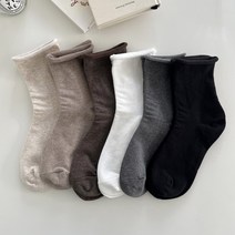 러브앤삭스 여성용 무지 돌돌이양말 무압박 임산부 당뇨양말 5켤레 세트, 차콜