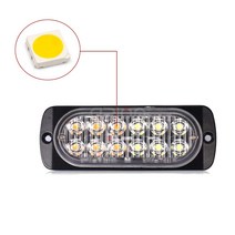 12 LED 스트로브 조명 비상 깜박임 신호 경고 빛 스코프 자동 DRL 트럭 앰버 레드 블루, 한개옵션1, 06 Yellow