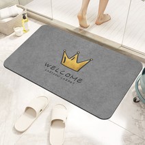 FASEN 홈 반원형 직사각형 물흡수 소프트 논슬립 욕실 화장실 다용도 빨아쓰는 규조토 발매트, Z-03.웰컴 크라운