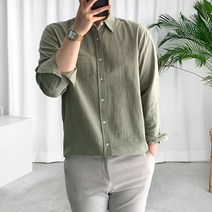 룩플레인 시원한 린넨 바이오워싱 루즈핏 여름 셔츠
