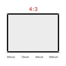 프로젝션 스크린 60-100 인치 휴대용 FOLDABLE 비 주름 화이트 프로젝터 커튼 4:3 TELON PARA PROYECTOR, 84 인치