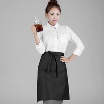 오투라이프에이프런 베이직 면혼방 5부 앞치마, 블랙