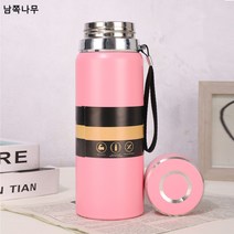 대용량 텀블러 316 스테인리스 텀블러 아웃도어 휴대용 등산 여행용 주전자 티볼 포함, 핑크색, 800마라