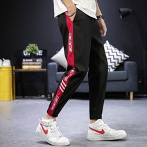 남성 가을 트레이닝복바지 여름 운동 캐주얼 9부 팬츠 얇은 속건 트렌드 중학교 에어매쉬 배기 4828430389