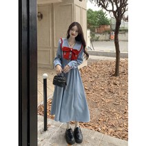 코듀로이롱원피스 스펜더 셔츠 여성 코듀로이 원피스 셔링 루즈 단추 주머니 겨울원피스 빅사이즈 골덴원피스