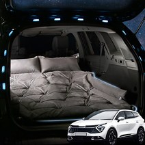 SUNCARMAT 디 올뉴 스포티지 NQ5 스웨이드 차량용 에어매트 차박 자충 트렁크매트 매트리스 캠핑 차 튜닝 용품, 2인용, 블랙, 기아