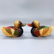 목각 나무 청둥오리 장식품 2P세트 인테리어소품 새집꾸미기